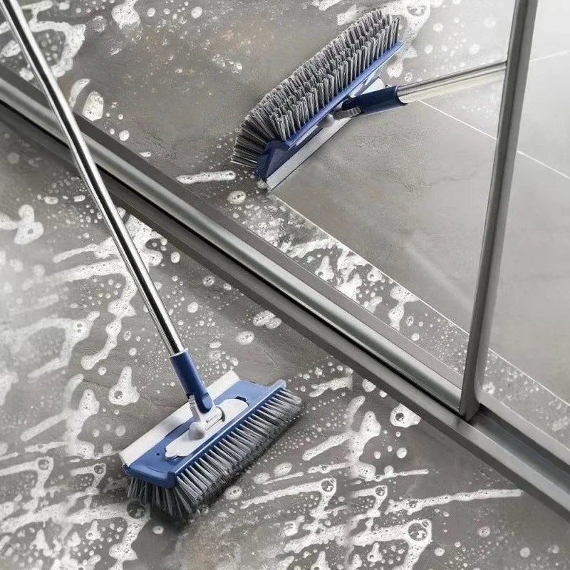 Multi-Purpose Bathroom Brush: Floor Brush, Grout Brush, Floor Scrubber with Removable Brush Heads and Long Handle