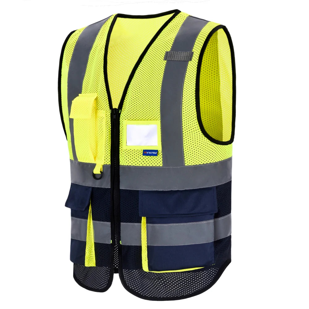 Hi-Vis Reflective Vest with Zip Pocket - Custom Logo