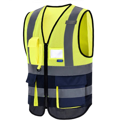 Hi-Vis Reflective Vest with Zip Pocket - Custom Logo