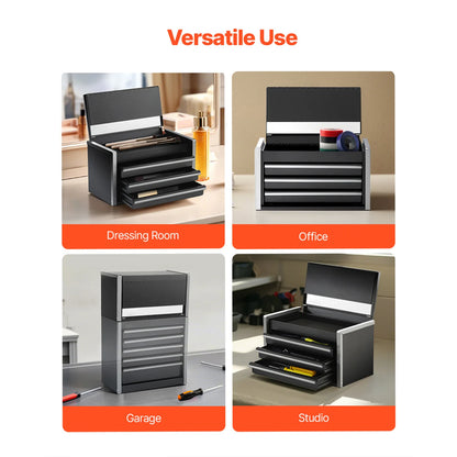 Portable Metal Tool Box with 3 Drawers