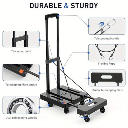 Heavy Duty Folding Hand Truck 500 lbs - 6 Wheels