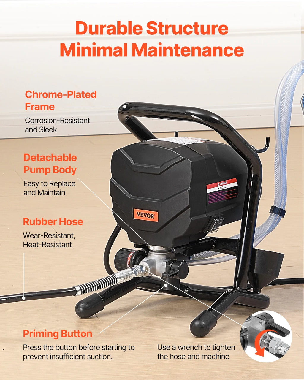 Stand Airless Paint Sprayer, 650W High Efficiency Airless Sprayer, 3000PSI Electric Paint Sprayer Machine Extension Rod