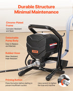 Stand Airless Paint Sprayer, 650W High Efficiency Airless Sprayer, 3000PSI Electric Paint Sprayer Machine Extension Rod