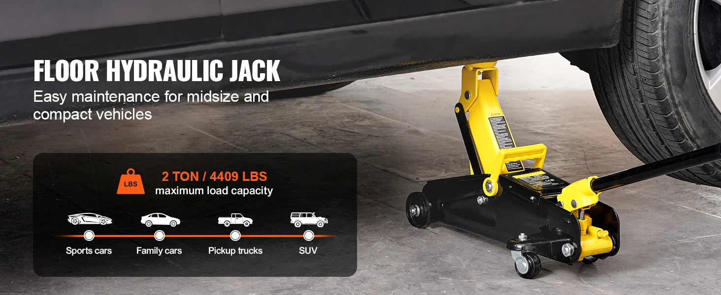 Low Profile Floor Jack 2 Ton Heavy Duty Iron Hydraulic Racing Floor Jack Hydraulic Jack Single Piston Quick Lift Pump