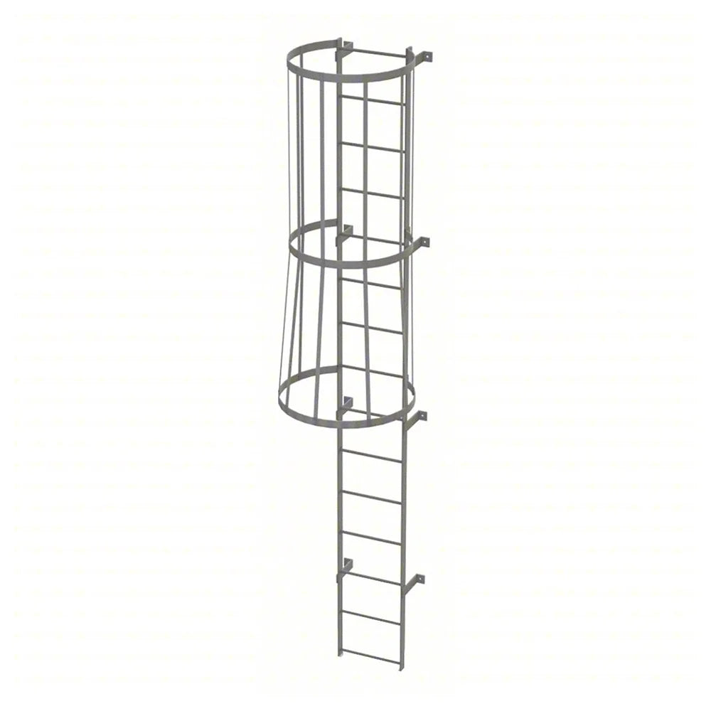 Heavy-duty domestic ladder vertical cage system with guardrail and anti-rust coating
