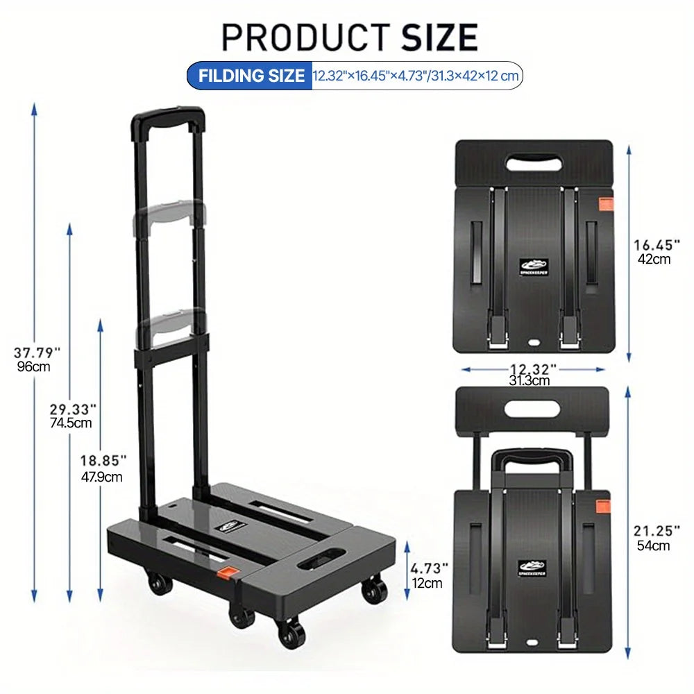 Heavy Duty Folding Hand Truck 500 lbs - 6 Wheels