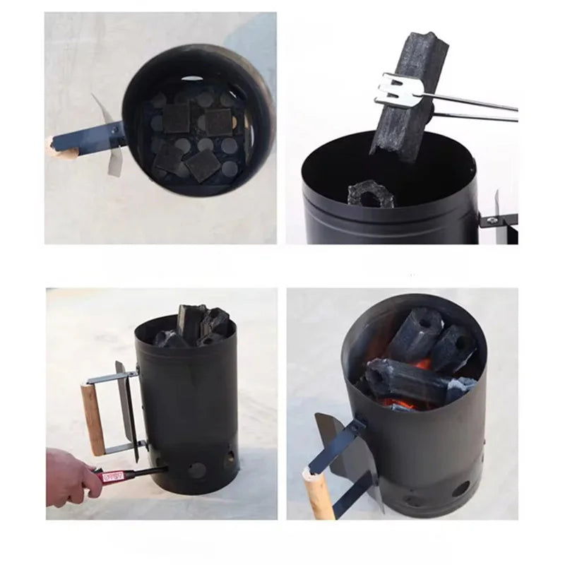 Camping Barbecue Can Charcoal Barrel Carbon Stove Charcoal Lighter Chimney Quick Fire Coal Starter Can Lighting Barrel