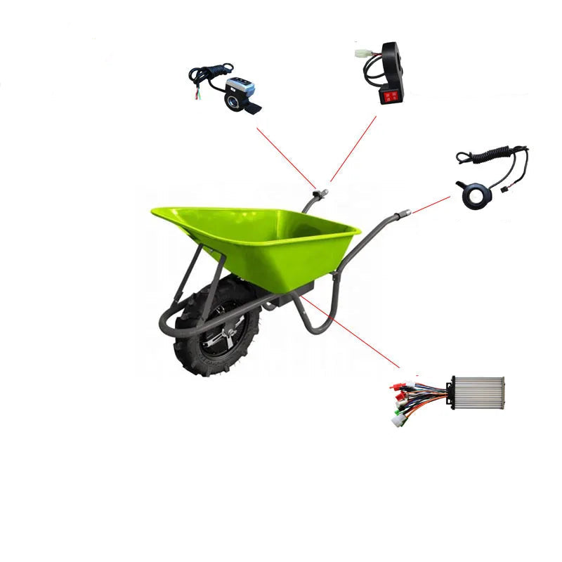 Electric Wheelbarrow Kit 24V/36V/48V 250W/350W/400W/500W Brushless Controller Brake Thumb Throttle Reverse for Wheelbarrow