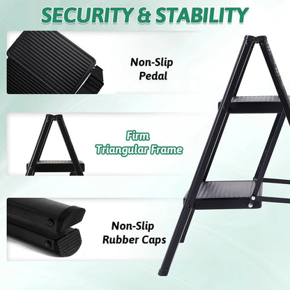 Folding Step Stool Ladder 330 lbs - Non-Slip