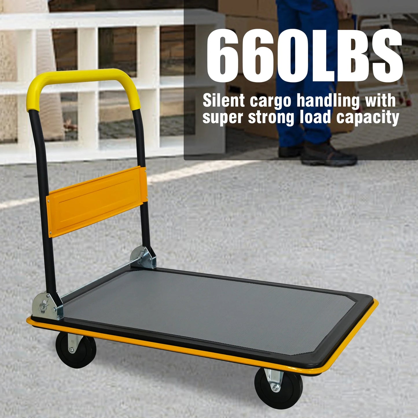 Foldable Flatbed Cart 660 lbs with Swivel Wheels