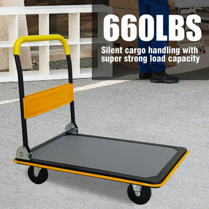 Foldable Flatbed Cart 660 lbs with Swivel Wheels