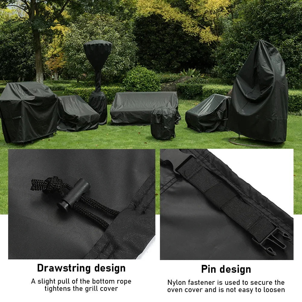 210D BBQ Cover Outdoor Dust Waterproof Weber Heavy Duty Grill Cover Rain Protective Outdoor Barbecue Cover Round