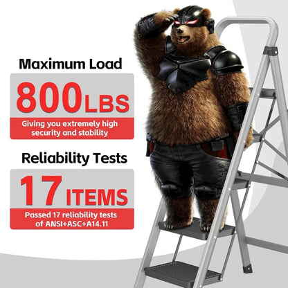 5-Step Folding Ladder 800 lbs with Handle - Anti-Slip