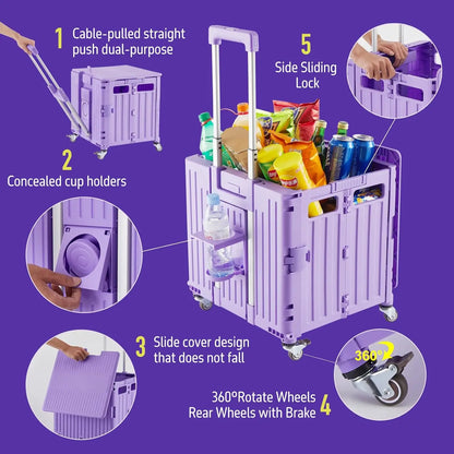 Foldable Utility Cart 110 lbs with Swivel Wheels