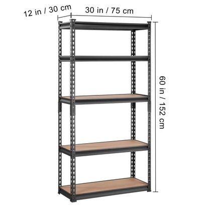 5-Tier Metal Storage Shelving 2000 lbs, 30x12x60"