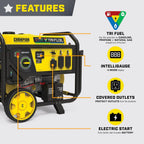8125-Watt Electric Start Tri-Fuel Portable Generator with CO Shield