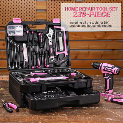 Home Mechanic Tool Kit with 12V Cordless Drill
