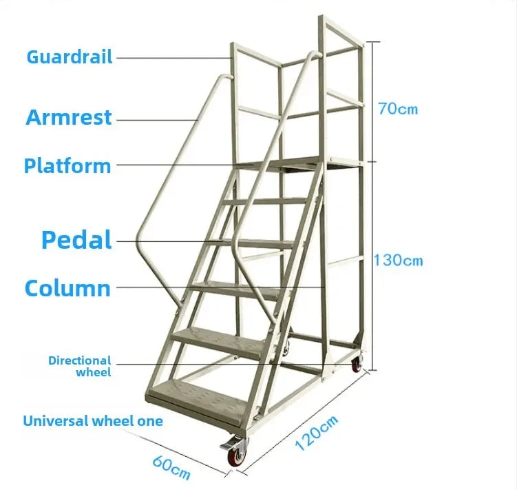 Stable Mobile Platform Step Ladder Supermarket Warehouse Pickup Wheel Ladder Step Climbing Car Home Furniture Climbing Ladder