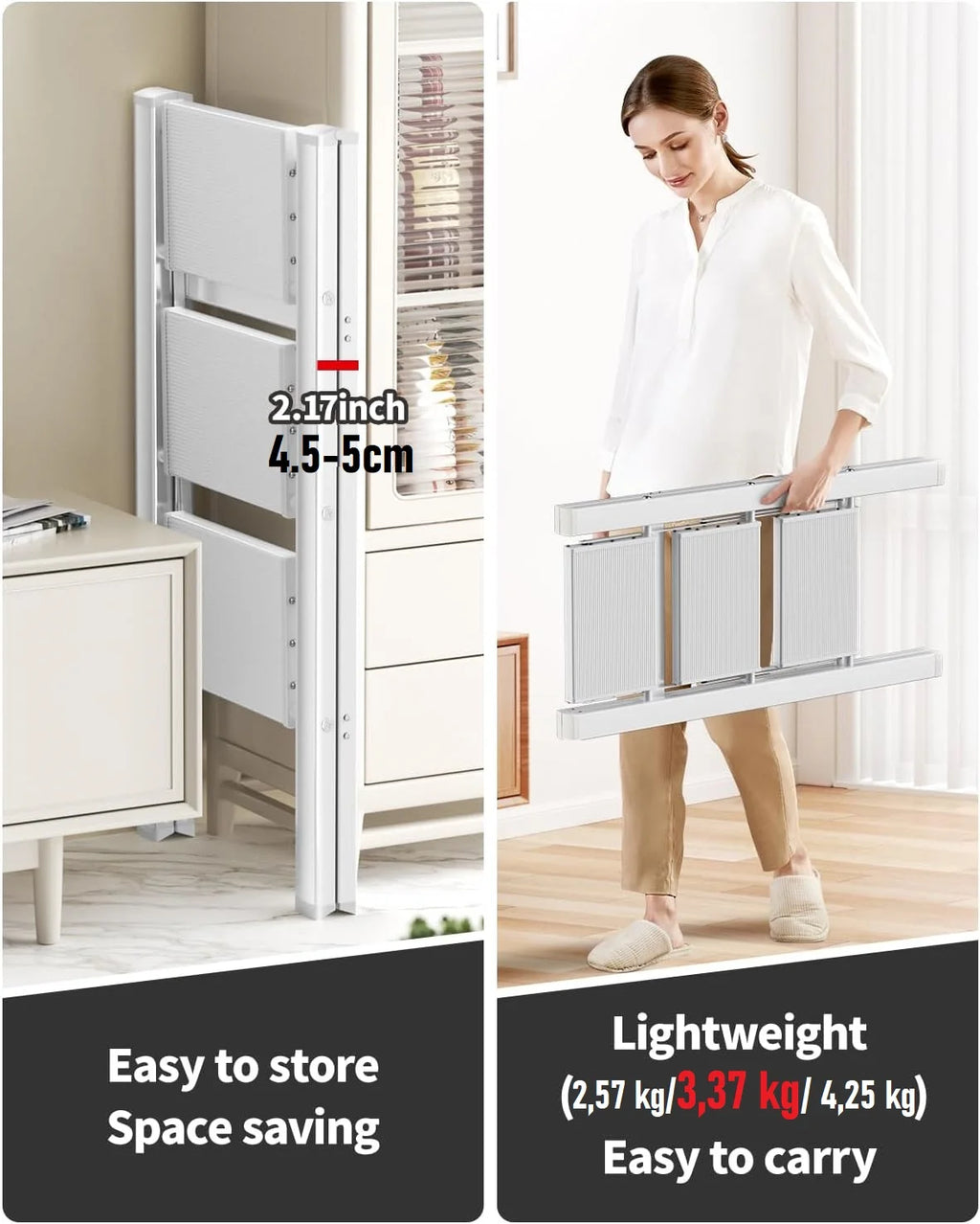 2-3-4 Step Ladder Aluminum Lightweight Folding Step Stool Wide Anti-Slip Pedal 150kg load Household Office Portable Stepladder