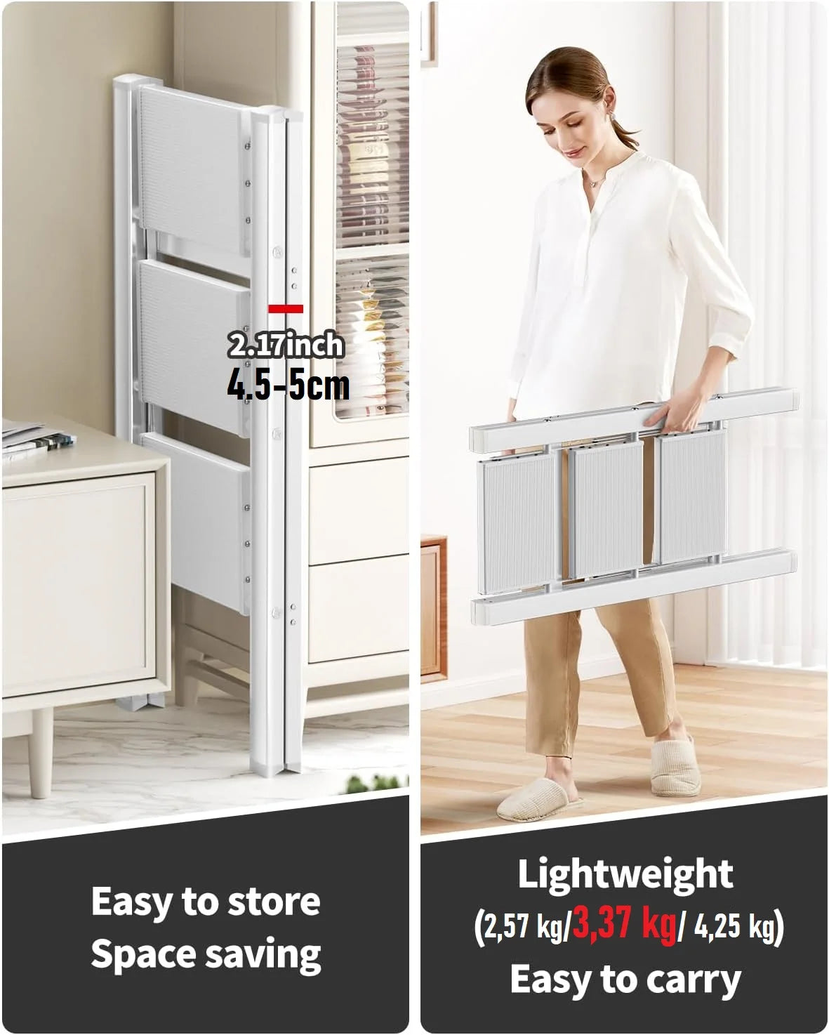 2-3-4 Step Ladder Aluminum Lightweight Folding Step Stool Wide Anti-Slip Pedal 150kg load Household Office Portable Stepladder