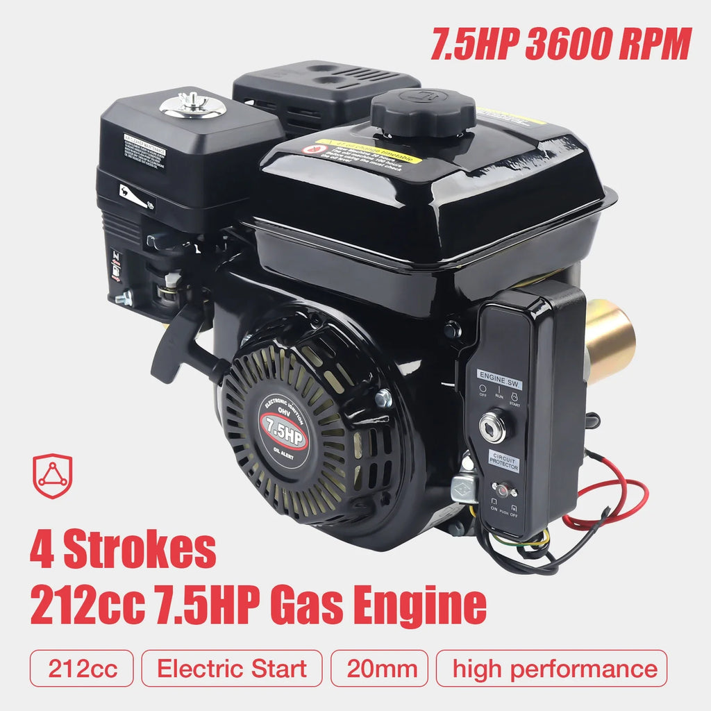 7.5HP 210cc 4-Stroke Petrol Engine With Electric Start Engine Single Cylinder for Compressor Scarifier Lawnmower Go Kart