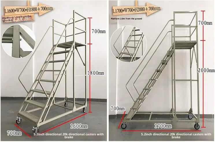 Stable Mobile Platform Step Ladder Supermarket Warehouse Pickup Wheel Ladder Step Climbing Car Home Furniture Climbing Ladder
