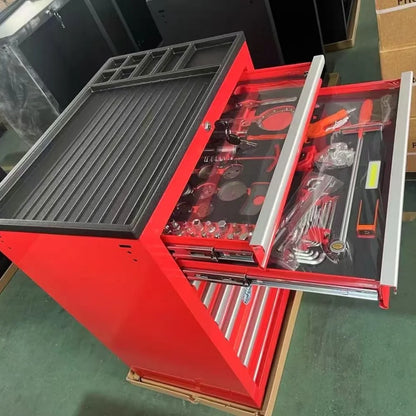 7-Drawer Mechanic Tool Cabinet with Wheels - Red/Black