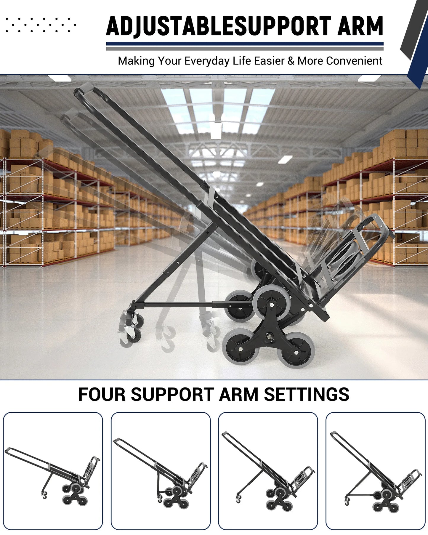 3-in-1 Stair Climbing Hand Truck 330 lbs, 10 Wheels