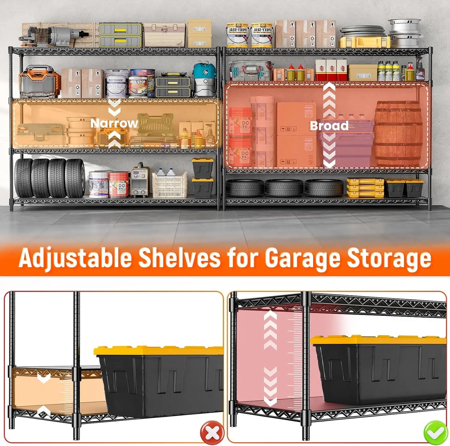 60" Wire Storage Shelving 2640 lbs - Adjustable