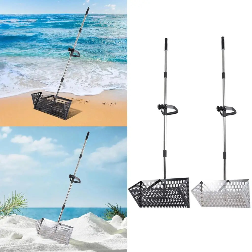 Sand Sift Rake Long Handle, Easy Grip Handheld Sand Sifter for Garden Soil