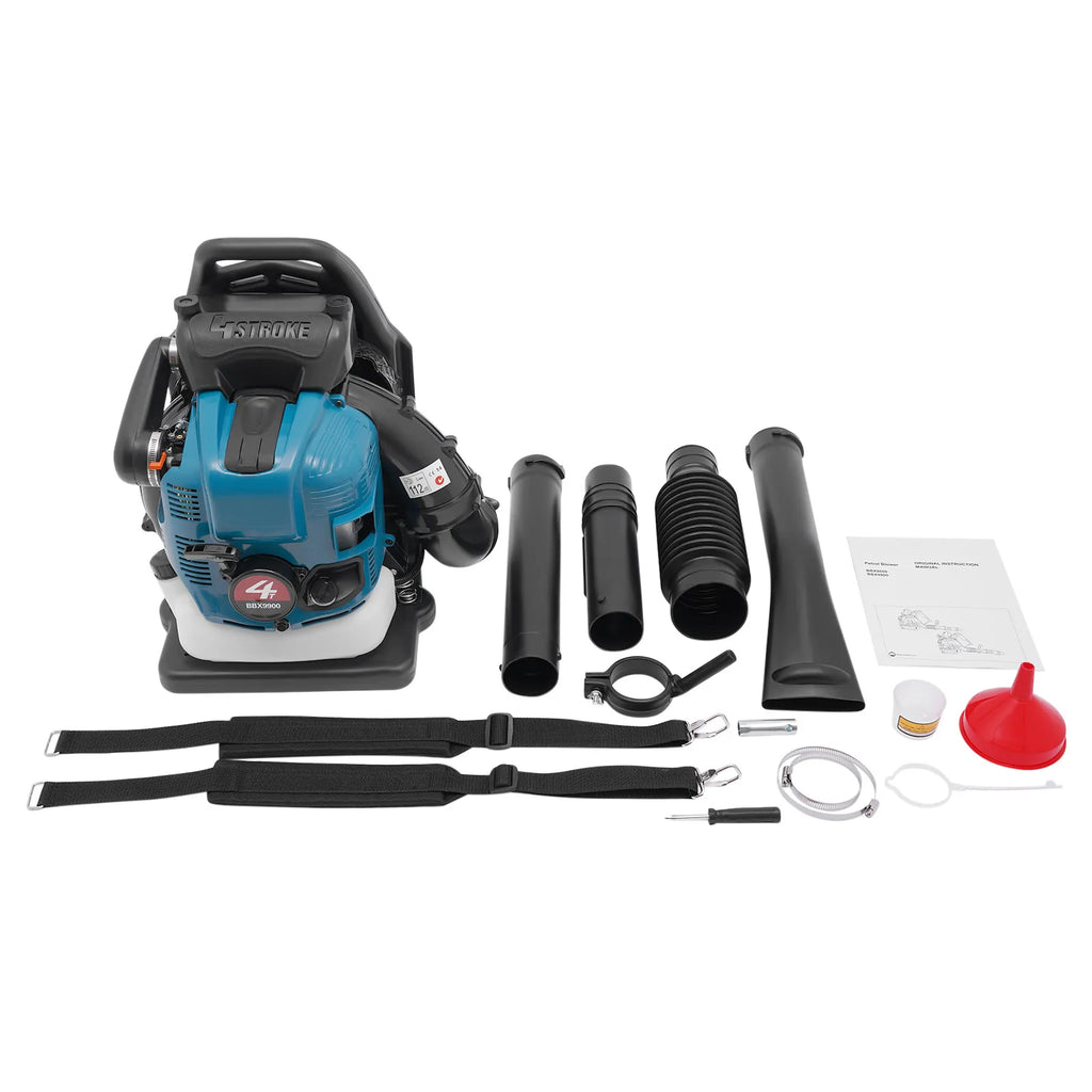 75.6CC 4 Stroke Backpack Leaf Blower 2.6KW Gasoline Powered Engine Lawn Blower Cordless Snow Dust Blowing Cleaning Tool 7000Rpm