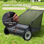 Push Lawn Sweeper, 26 Inch Leaf & Grass Collector, Strong Rubber Wheels & Heavy Duty Thickened Steel Durable to Use