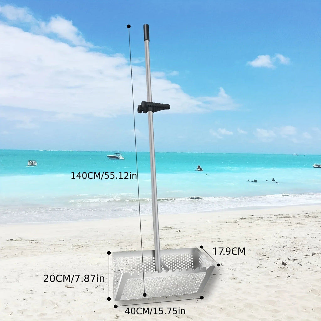 Stainless Steel Sand Sieve Foldable Beach Shark Tooth Sieve Field Supplies Beach Spade Digging Anti Corrosion Metal Shovel Tools