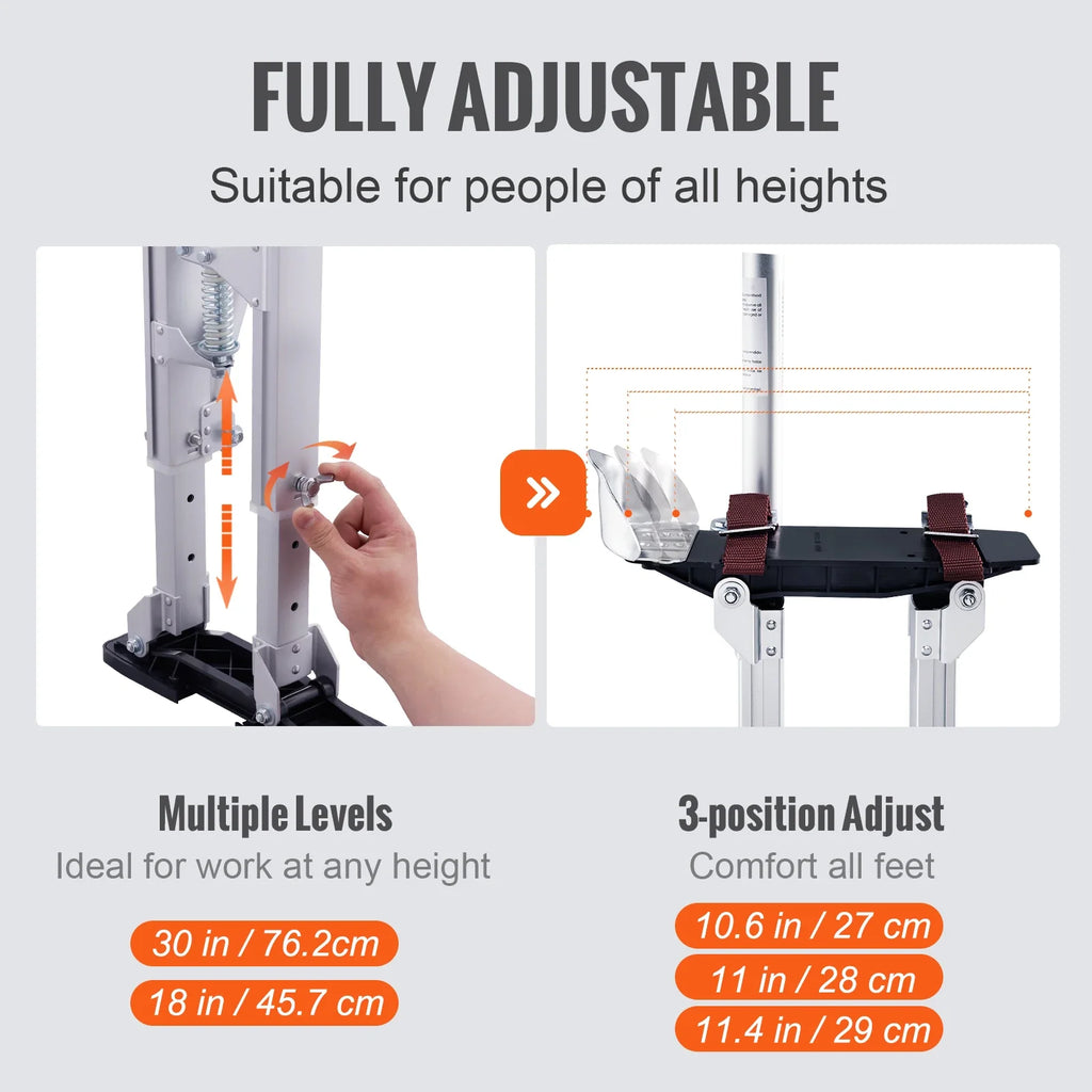 Drywall Stilts 18''/36''Adjustable Aluminum Tool Stilts with Protective Knee Pads Non-Slip Work Stilts for Home