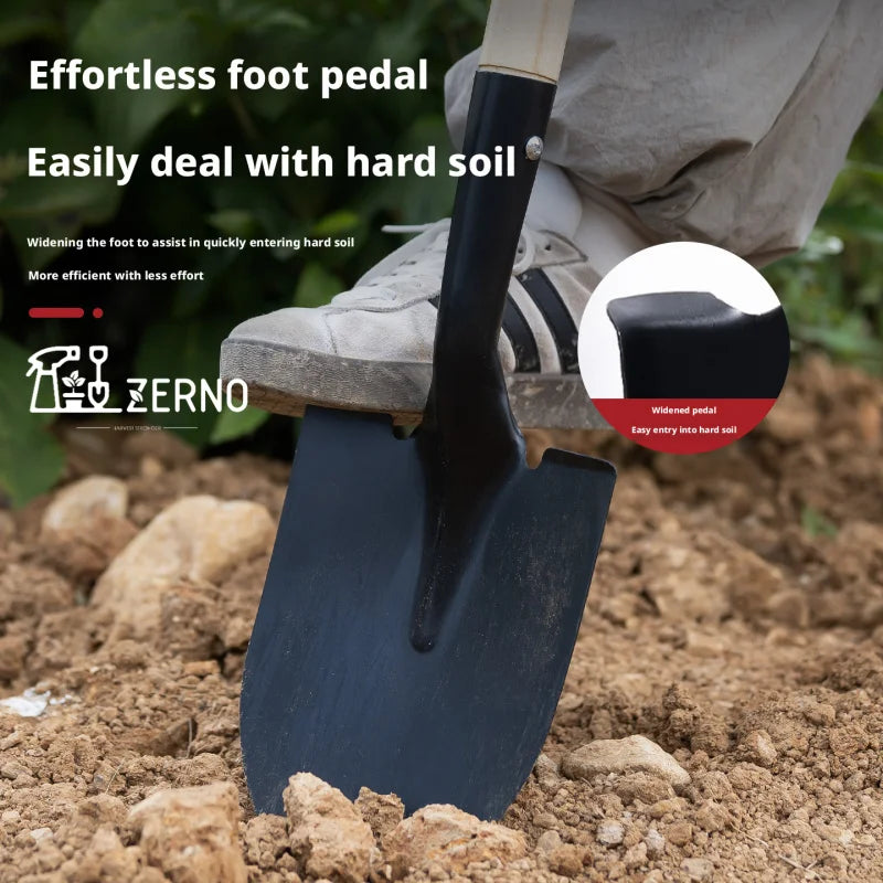 Manganese Steel Wooden Handle Shovel Spade Household Outdoor Gardening Farming Artifact Family Essential for Soil Loosening