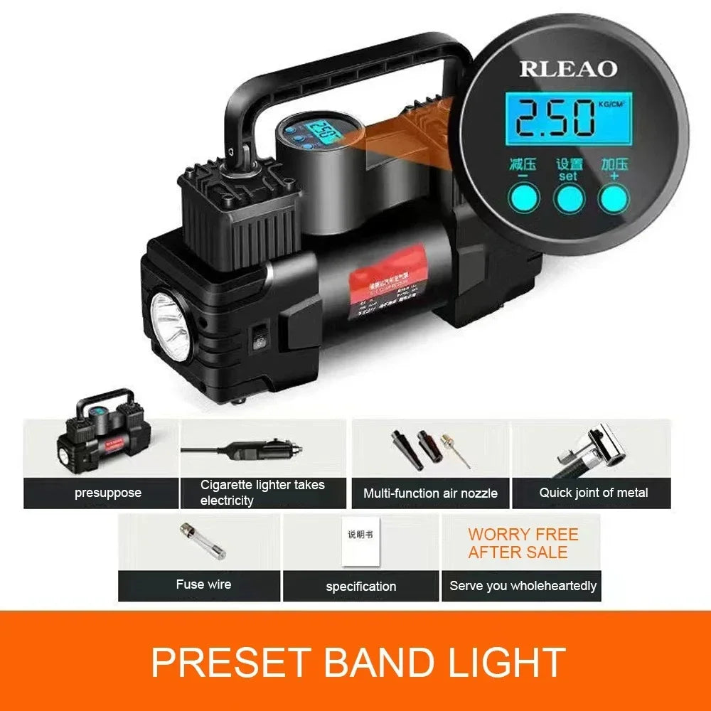 12V 150 PSI Dual Cylinder Tire Inflator Air Compressor