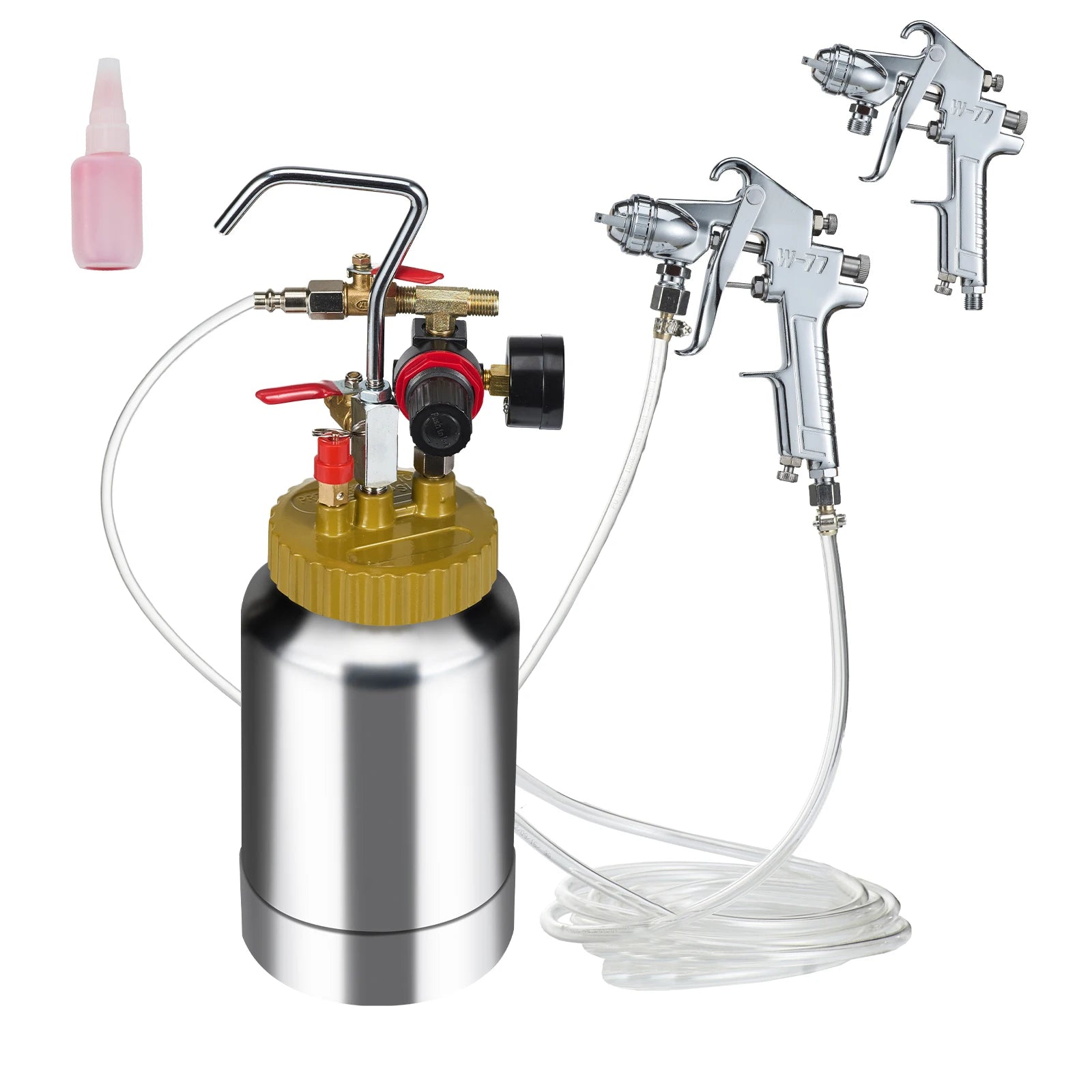 2L/0.5gal Spray Paint Pressure Pot Tank Lightweight Air Paint Pressure Pot 1.8mm Nozzle Spray Paint Gun 3m Hoses