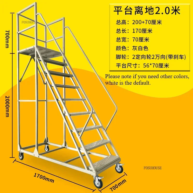 Stable Mobile Platform Step Ladder Supermarket Warehouse Pickup Wheel Ladder Step Climbing Car Home Furniture Climbing Ladder