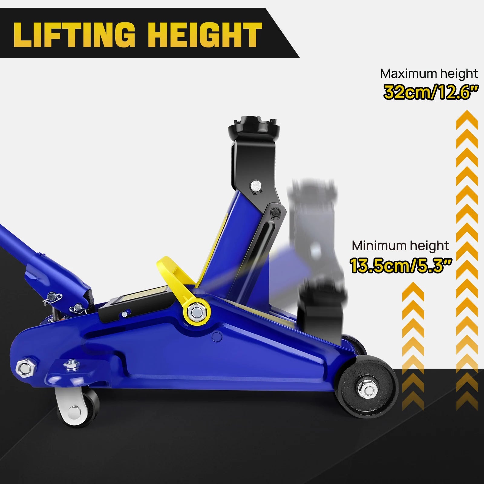 2 Ton Hydraulic Trolley Steel Jack,Flat Lifting Height 135-320 mm, 360° Wheels Car Lifter Axle Stand for Workshop Home