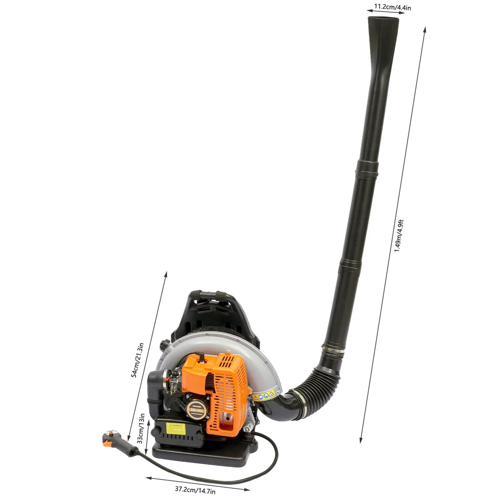 Backpack Leaf Blower 63CC 2 Stroke Gas Powered Leaf Blowers with 1.8L Fuel Tank,  Air Cooling Grass Blower for Yard