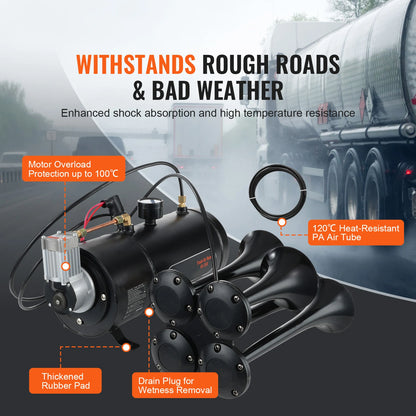 12V Train Horn Air Compressor with 3L Tank, 120 PSI