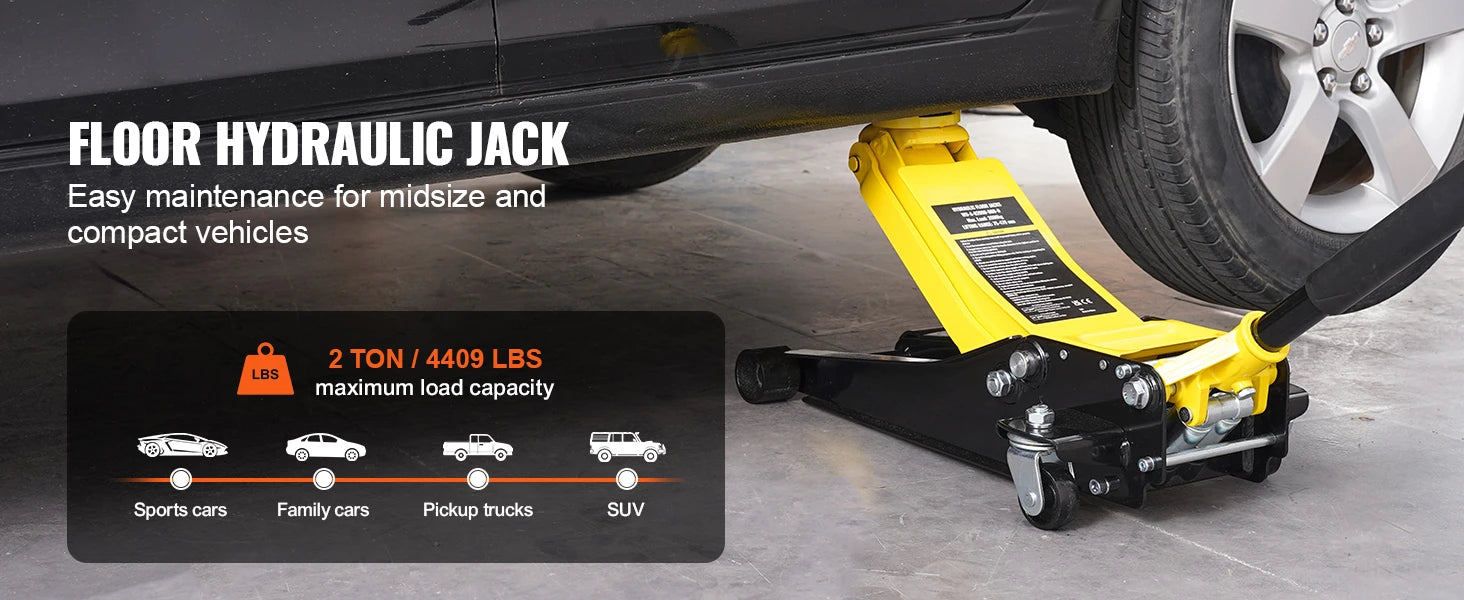 2 Ton Low Profile Floor Jack Heavy Duty Iron Hydraulic Racing Floor Jack Hydraulic Car Jack Dual Piston Quick Lift Pump