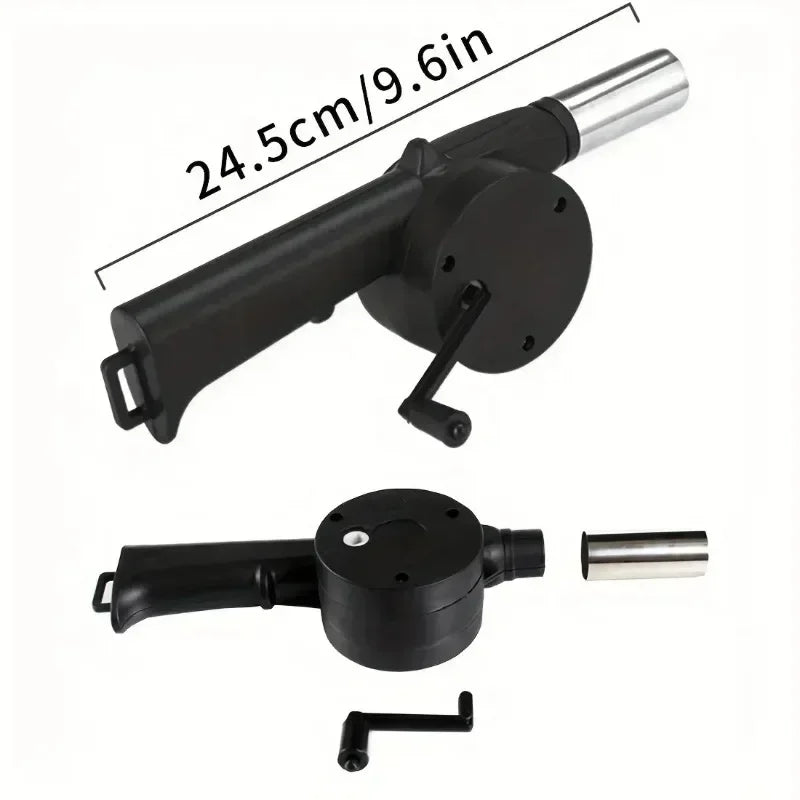 BBQ Fan Air Blower Fast Fire Starter Portable Manual Hand Crank for Outdoor Picnic Camping Cooking Barbecue Charcoal Grills Stov