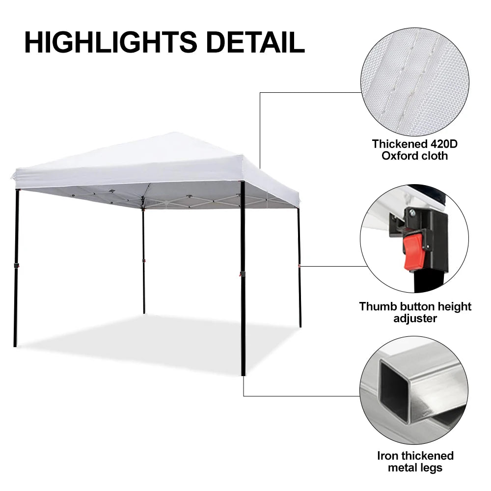 3x3m Pop Up Canopy Tent, Instant Setup, Vented Roof, Waterproof, for Beach, Patio, Camping, with Bag, 8 Stakes & 4 Ropes