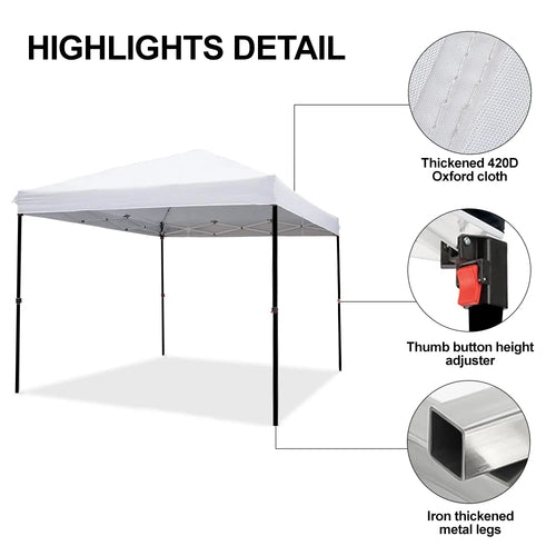 3x3m Pop Up Canopy Tent, Instant Setup, Vented Roof, Waterproof, for Beach, Patio, Camping, with Bag, 8 Stakes & 4 Ropes