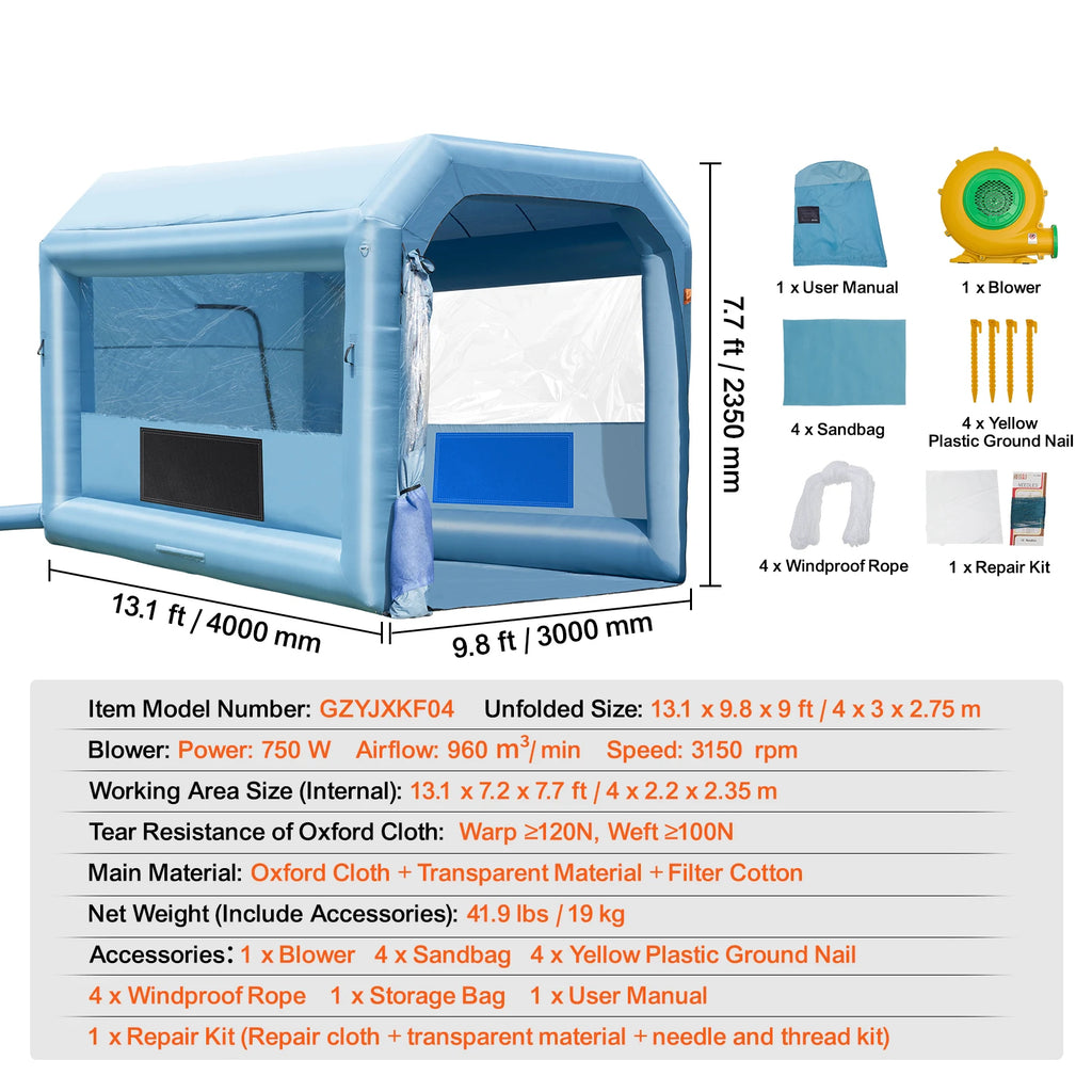Paint Booth Inflatable Spray Booth with Powerful Blowers and Air Filter System Portable Car Paint Booth