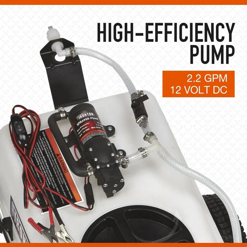 Tow-Behind Trailer Boom Broadcast and Spot Sprayer - 21-Gallon Capacity, 2.2 GPM, 12 Volt DC