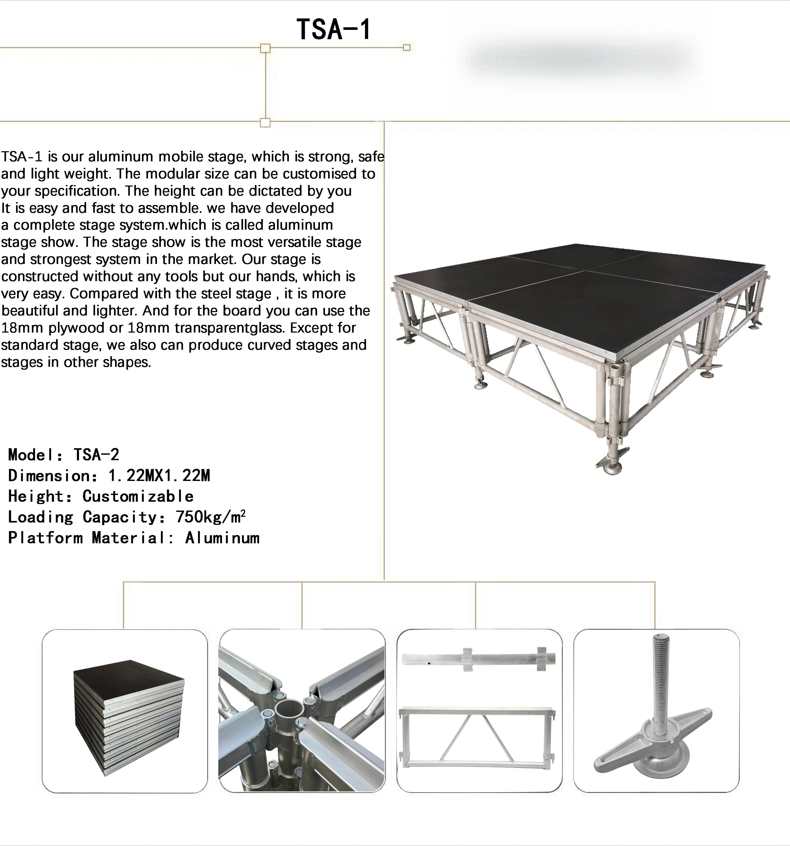 aluminum portable truss stage system for exhibition and event stage platforms