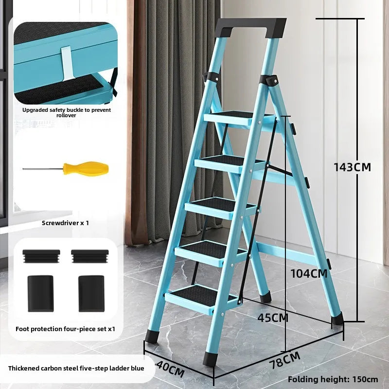 Home ladder stool folding zigzag ladder anti slip pedal ladder indoor and outdoor multifunctional portable ladder