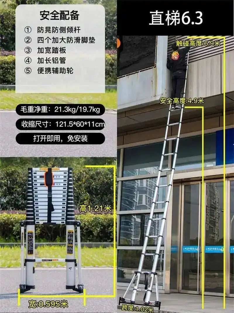 Aluminum Alloy Multifunction Telescopic Ladders Household Folding Herringbone Ladder Safety Engineering Ladders Lift Stairs